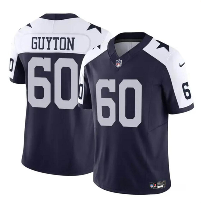 Men's Dallas Cowboys #60 Tyler Guyton Navy/White 2024 Draft F.U.S.E Thanksgiving Vapor Untouchable Limited Football Stitched Jersey - Click Image to Close